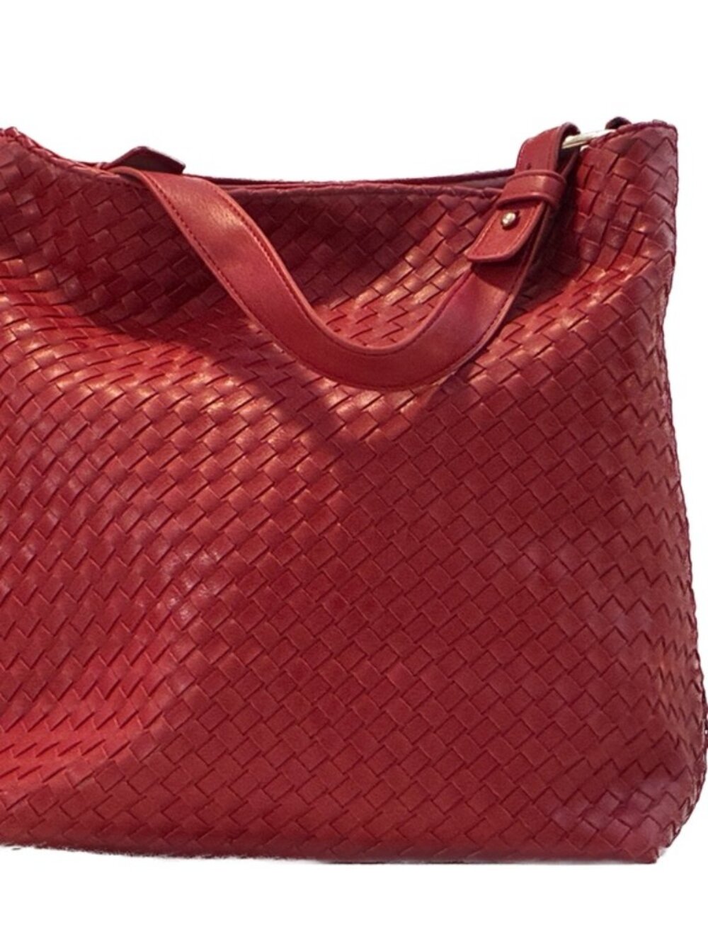 Lulu Dharma Crimson Red Woven Vegan Leather Hobo Shoulder Bag - Picture 2 of 16